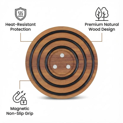 Royallure Magnetic Wooden Trivet Set - Heat-Resistant Acacia Wood with Non-Slip Grip 2