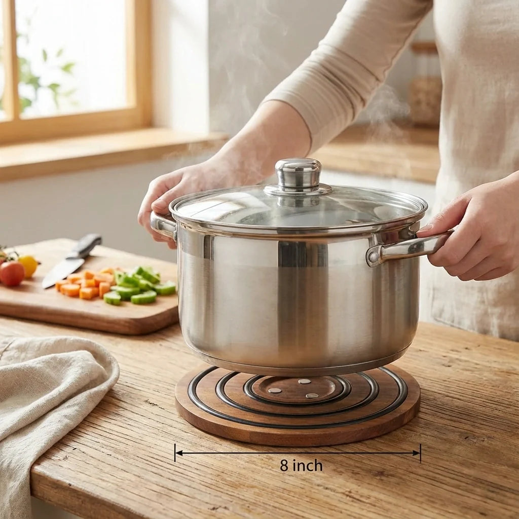 Royallure Magnetic Wooden Trivet Set - Heat-Resistant Acacia Wood with Non-Slip Grip 3