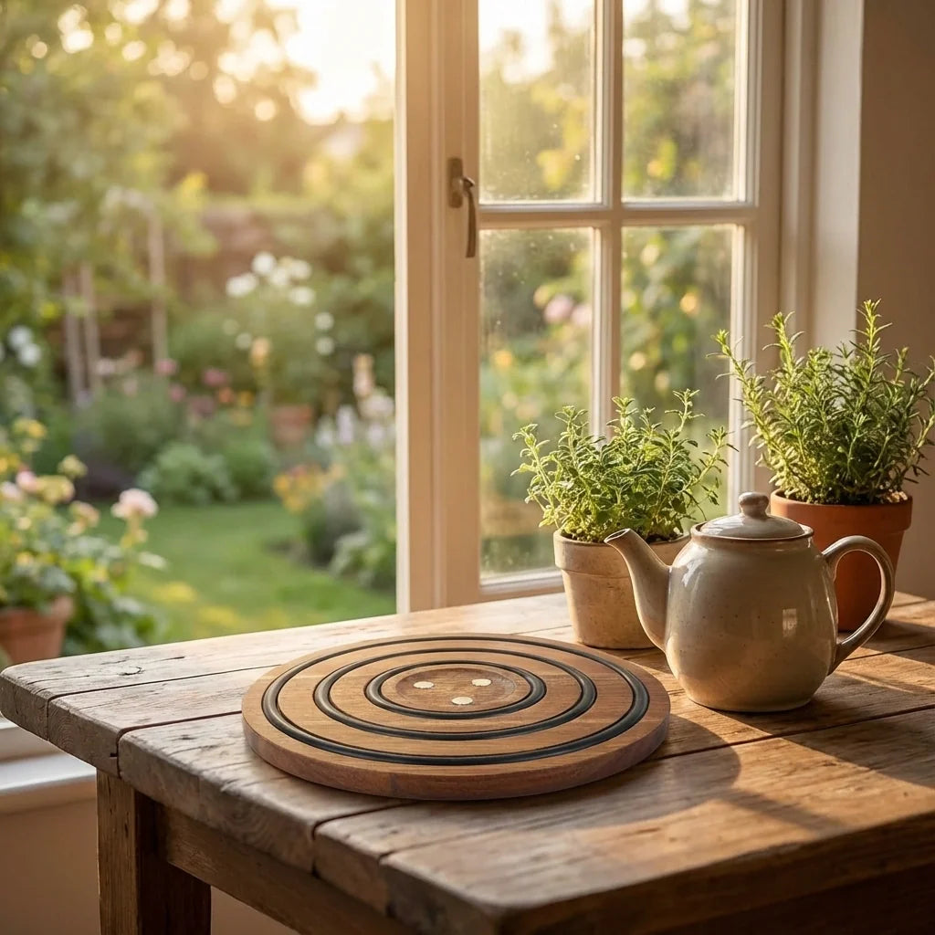 Royallure Magnetic Wooden Trivet Set - Heat-Resistant Acacia Wood with Non-Slip Grip 6