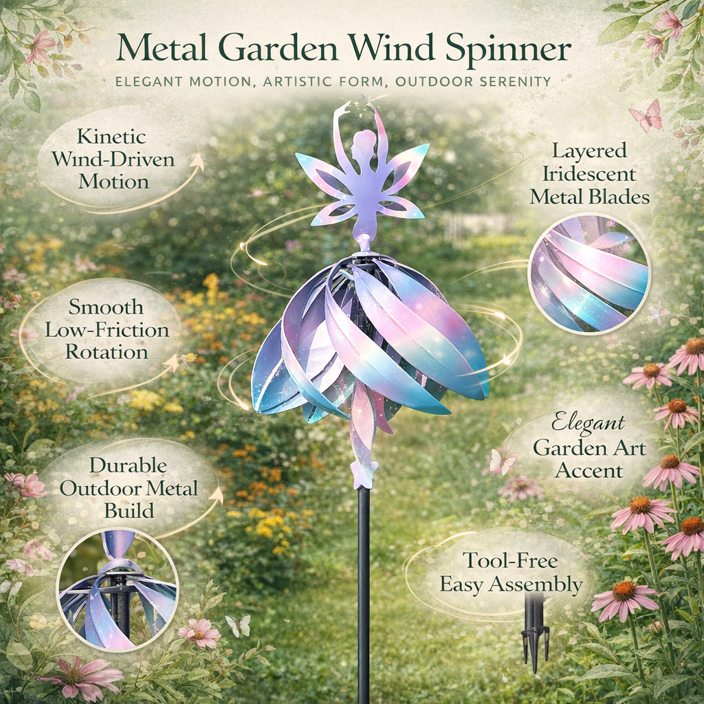 Royallure Metal Wind Spinner for Garden Decor - Kinetic Yard Spinner 63 Height 2