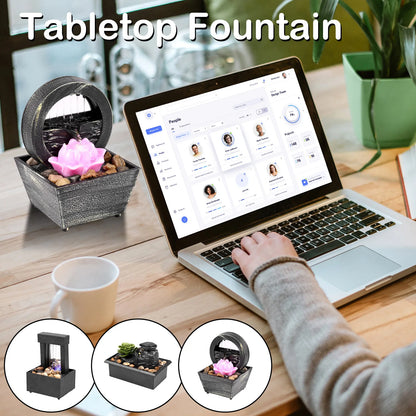 Royallure Mini Indoor Tabletop Fountain with Light – Zen Desktop Water Fountain for Relaxation and Home Decor 1