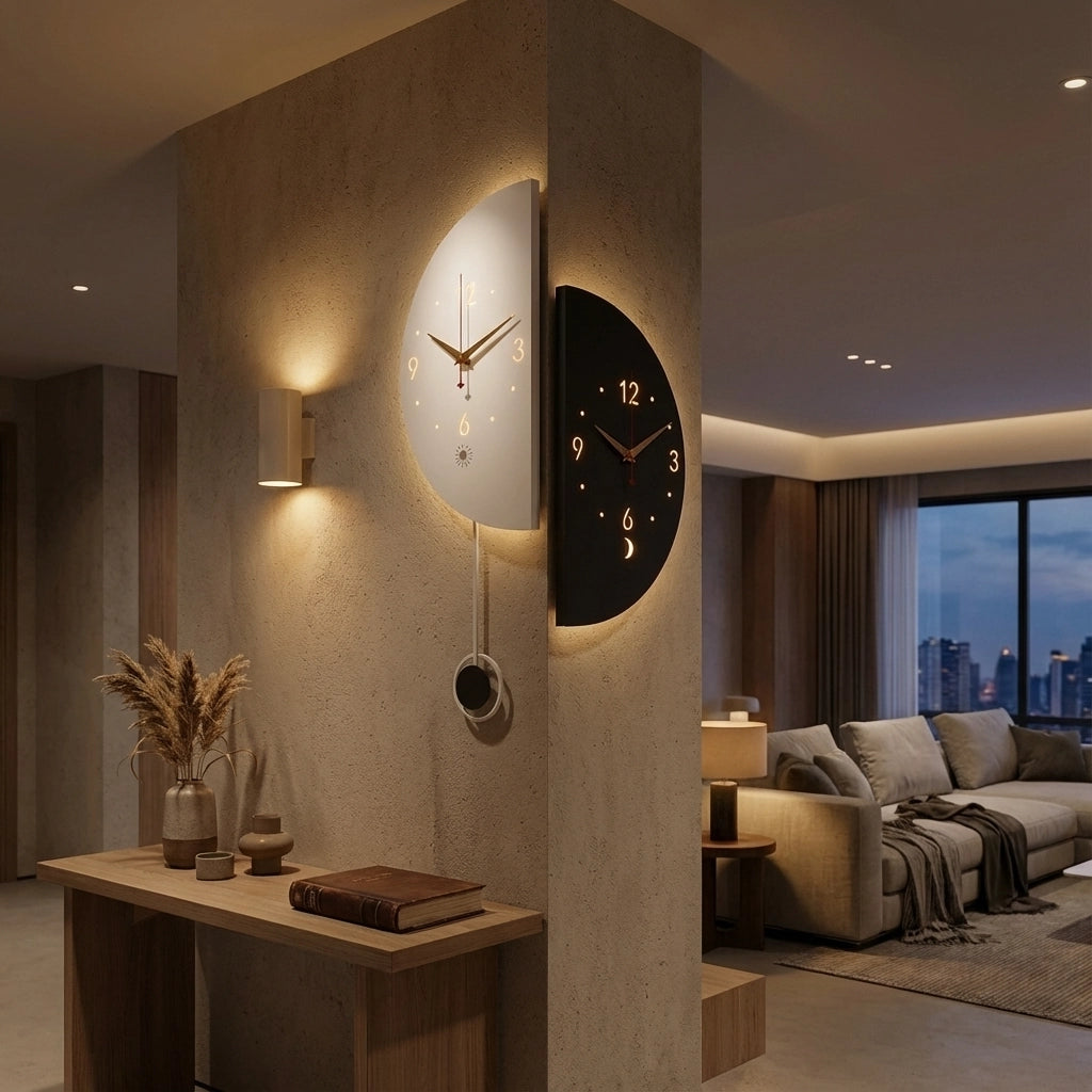 Royallure Modern Dual-Sided Large Wall Clock with Night Glow and Silent Sweep Decor 0