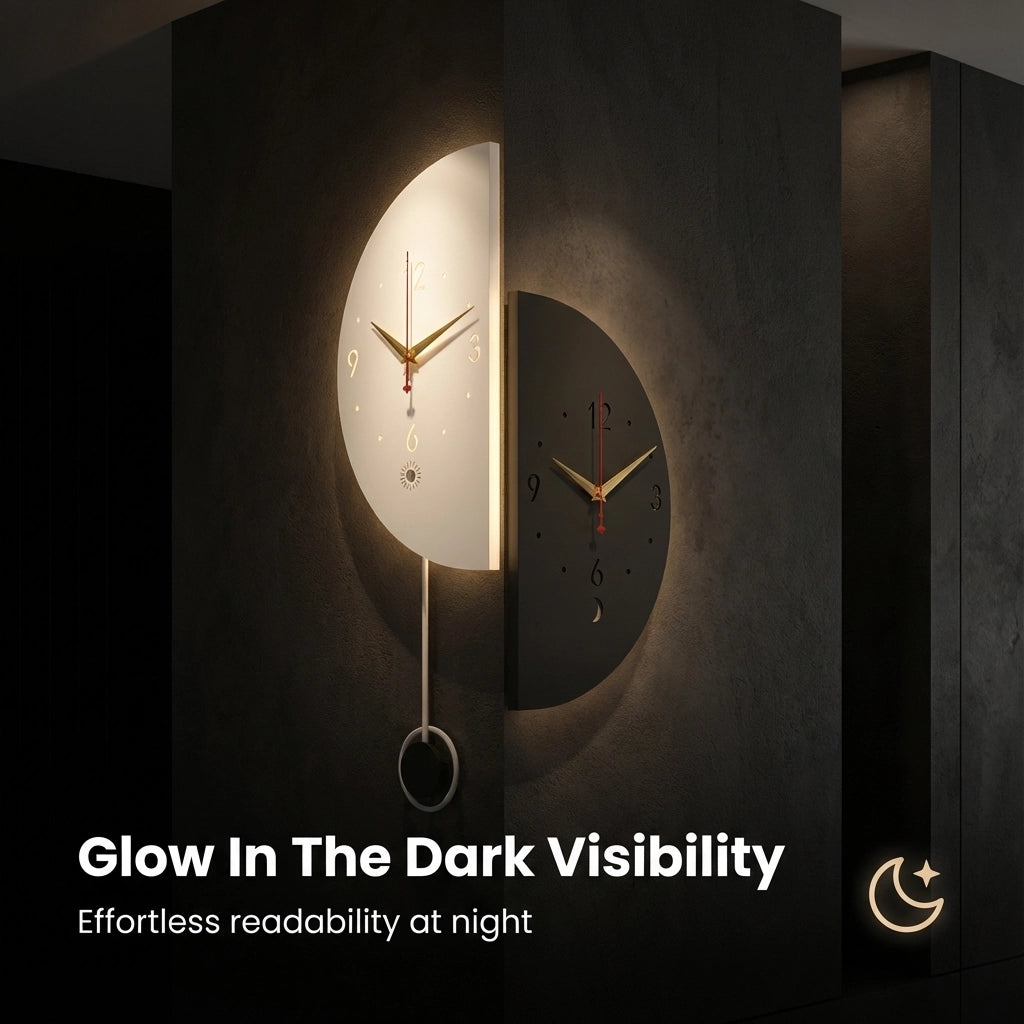 Royallure Modern Dual-Sided Large Wall Clock with Night Glow and Silent Sweep Decor 3