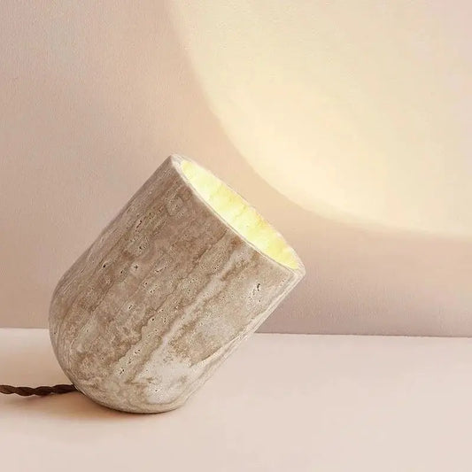 Royallure Modern Floor Lamp – Natural Yellow Travertine Standing Lamp for Living Room and Bedroom Lighting 0