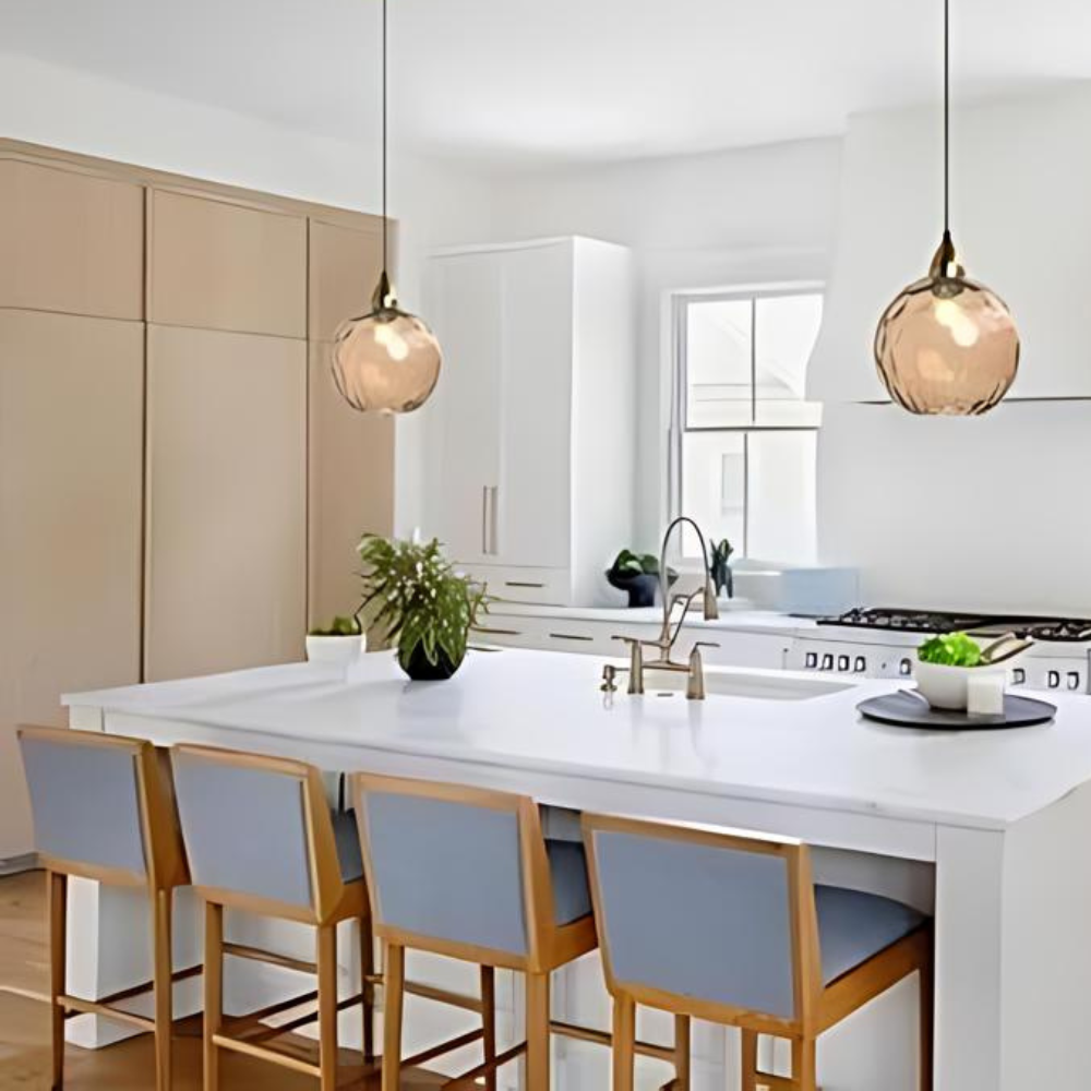 Royallure Modern Glass Pendant Light - Rippled Design for Kitchen Pendant Lighting 4