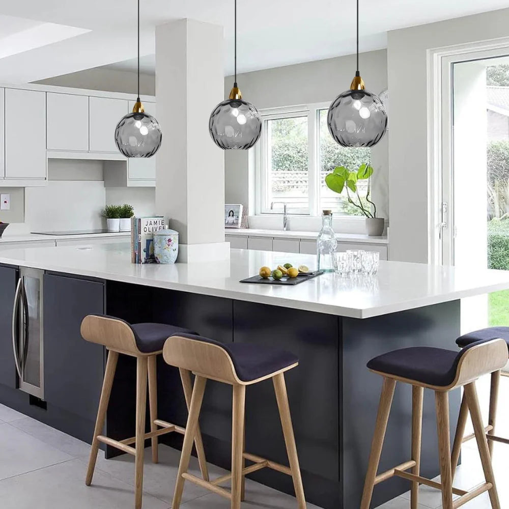 Royallure Modern Glass Pendant Light - Rippled Design for Kitchen Pendant Lighting 5