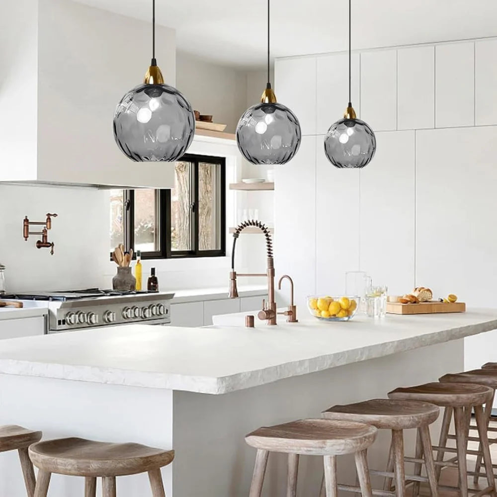 Royallure Modern Glass Pendant Light - Rippled Design for Kitchen Pendant Lighting 7