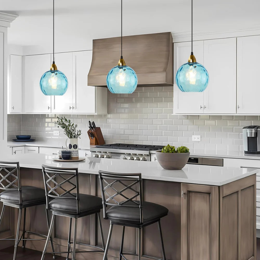 Royallure Modern Glass Pendant Light - Rippled Design for Kitchen Pendant Lighting 8