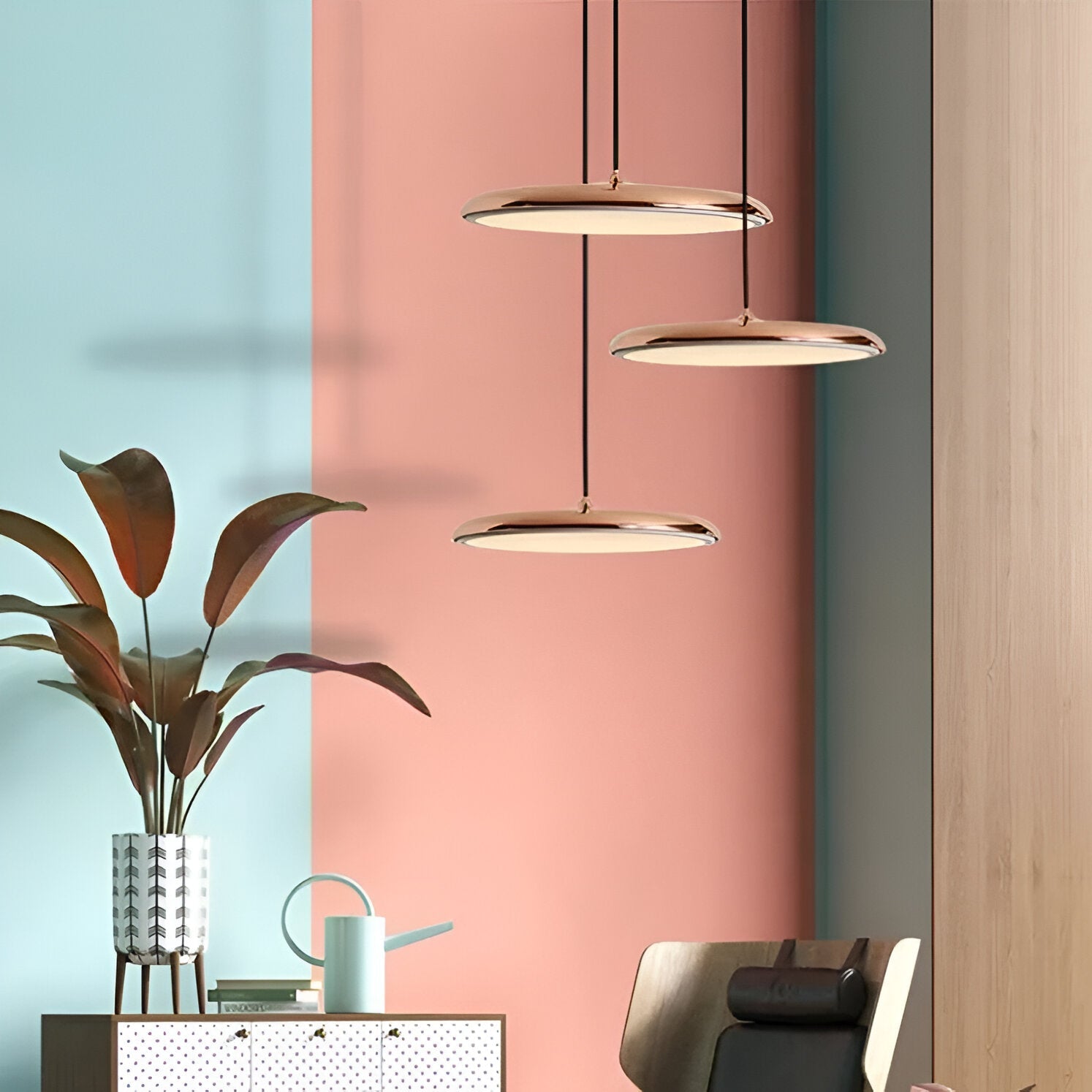 Royallure Modern Kitchen Pendant Light, Adjustable Height Flying Saucer Design, LED 5