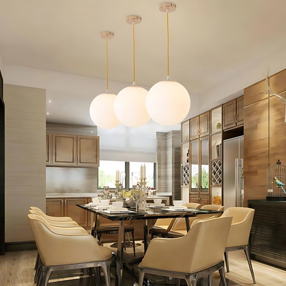 Royallure Modern Milky Glass Pendant Light - Adjustable Ceiling Fixture for Kitchen Lighting 5