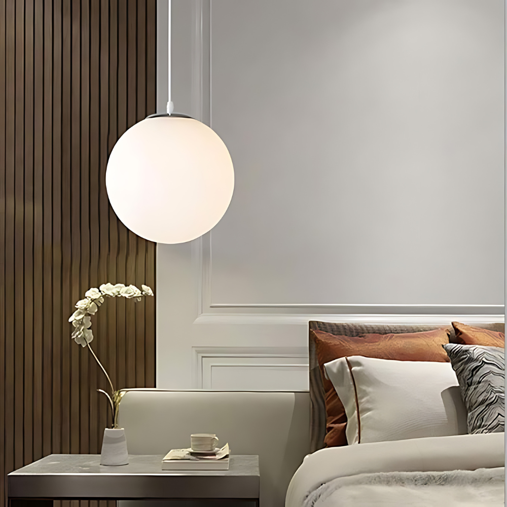 Royallure Modern Milky Glass Pendant Light - Adjustable Ceiling Fixture for Kitchen Lighting 6