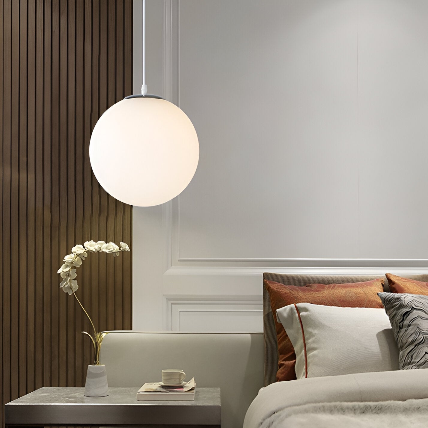 Royallure Modern Milky Glass Pendant Light - Adjustable Ceiling Fixture for Kitchen Lighting 8