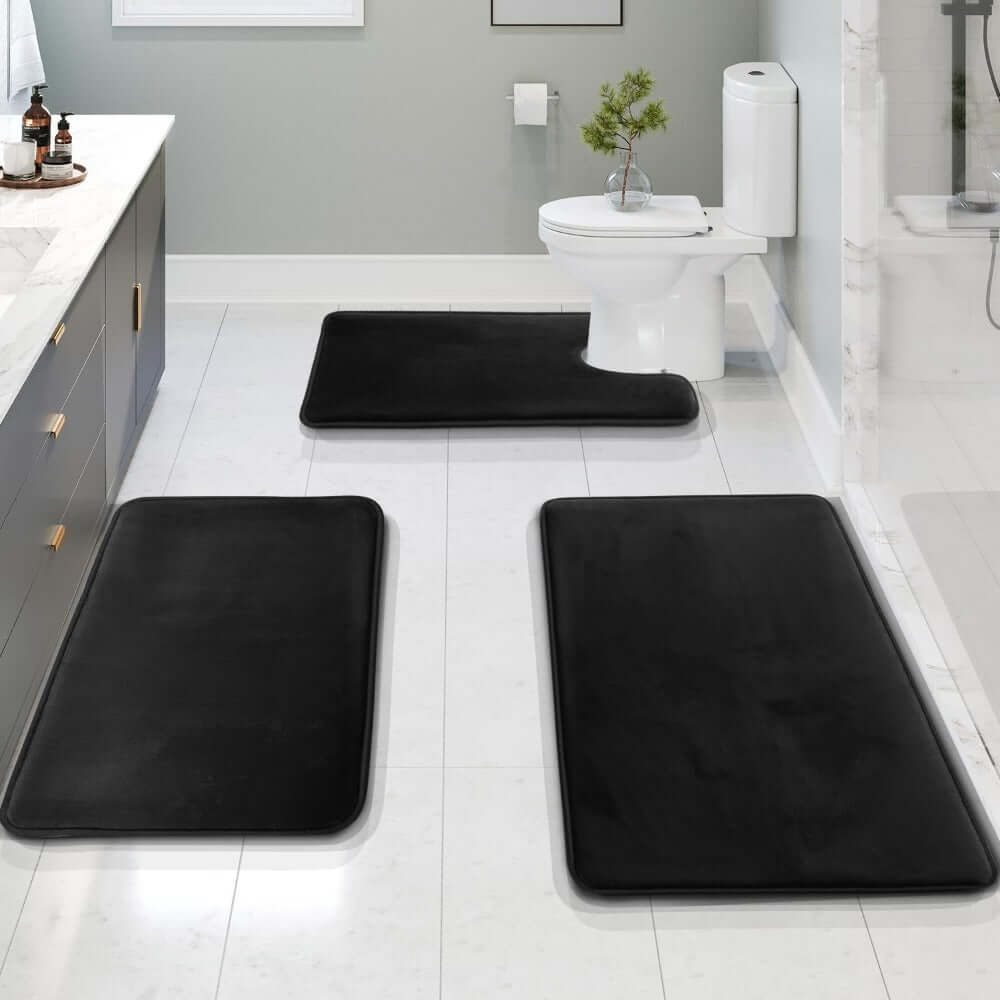 Royallure Non-Slip Bath Mat Set – 3-Piece Memory Foam Bathroom Rug, Absorbent & Machine Washable, Quick-Drying Velvet Surface 2