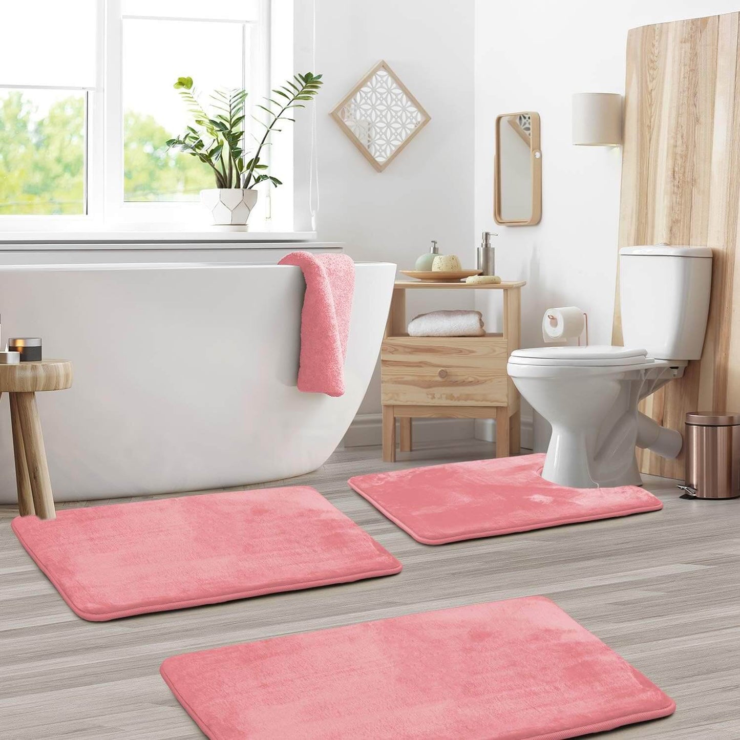 Royallure Non-Slip Bath Mat Set – 3-Piece Memory Foam Bathroom Rug, Absorbent & Machine Washable, Quick-Drying Velvet Surface 4