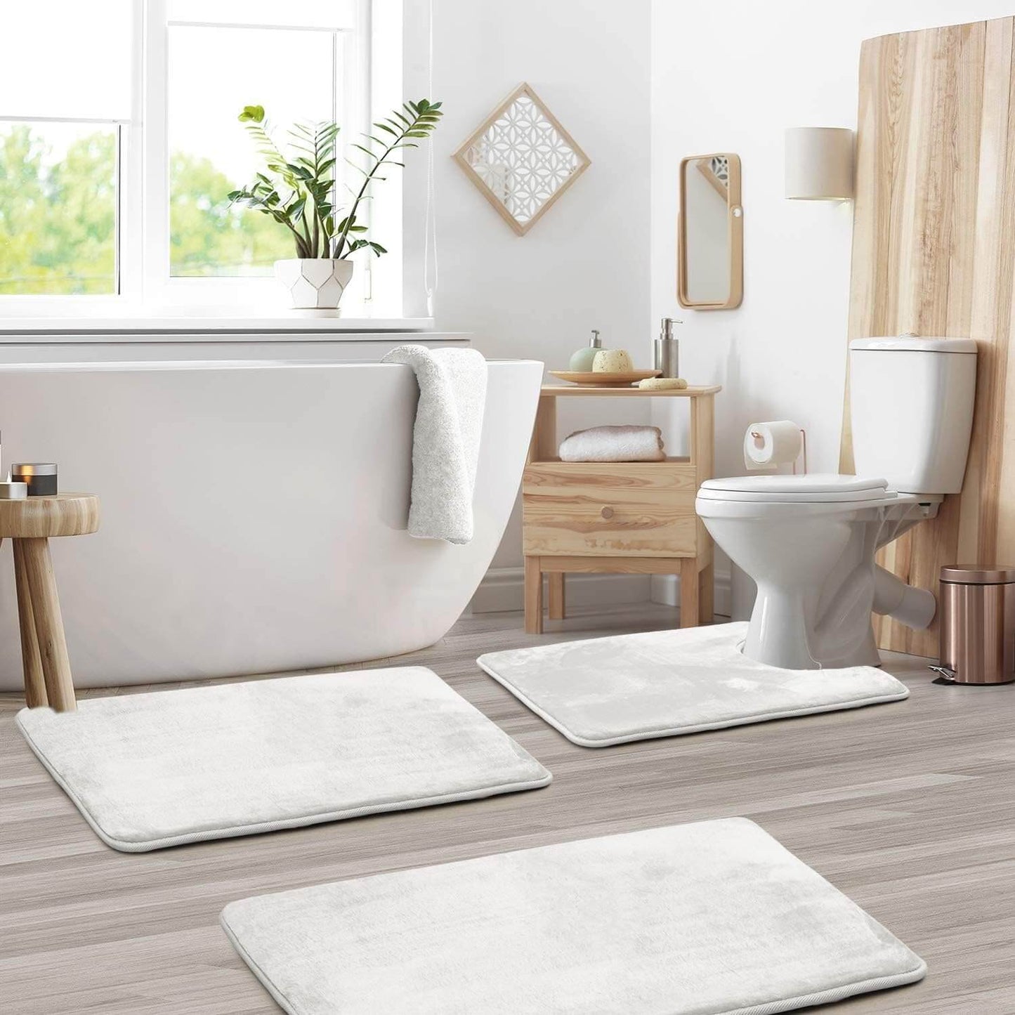 Royallure Non-Slip Bath Mat Set – 3-Piece Memory Foam Bathroom Rug, Absorbent & Machine Washable, Quick-Drying Velvet Surface 6