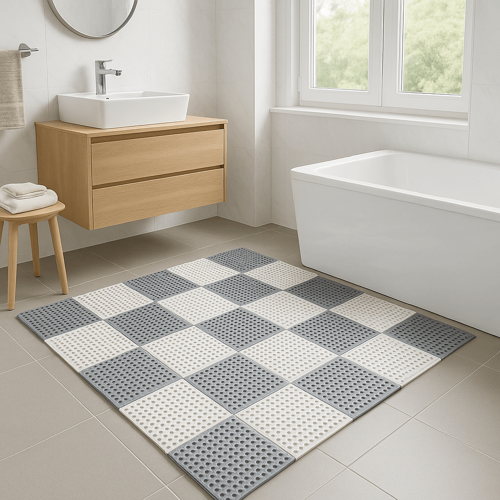 Royallure Non-Slip Bath Mat Set – Waterproof, Mold-Resistant Rubber Bathroom Rugs, 11.8 x 11.8 for Safe Showering 1