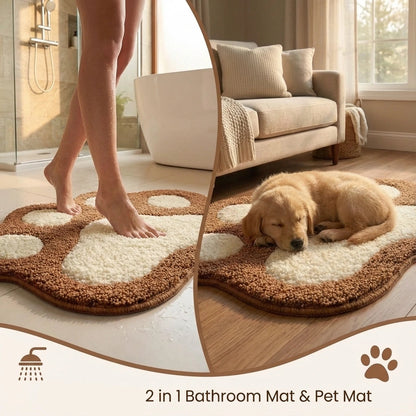 Royallure Non-Slip Bath Mat, Ultra-Absorbent Plush Bathroom Rug with Adorable Paw Design 2