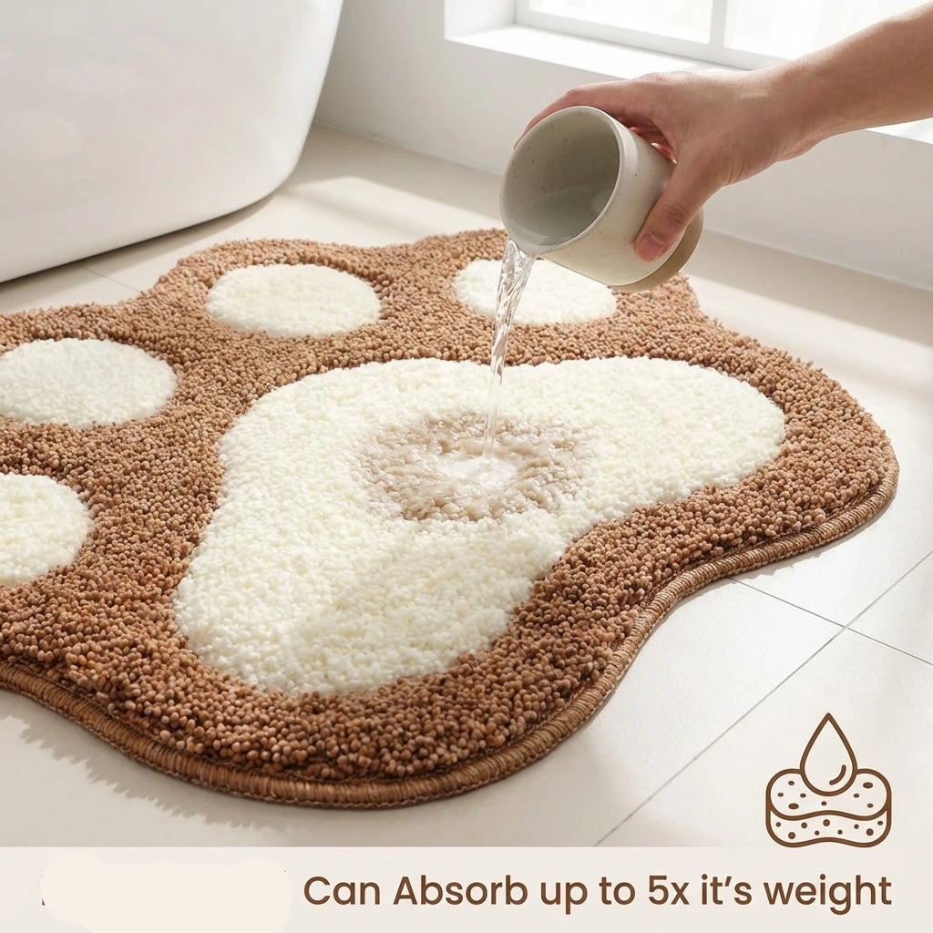 Royallure Non-Slip Bath Mat, Ultra-Absorbent Plush Bathroom Rug with Adorable Paw Design 3