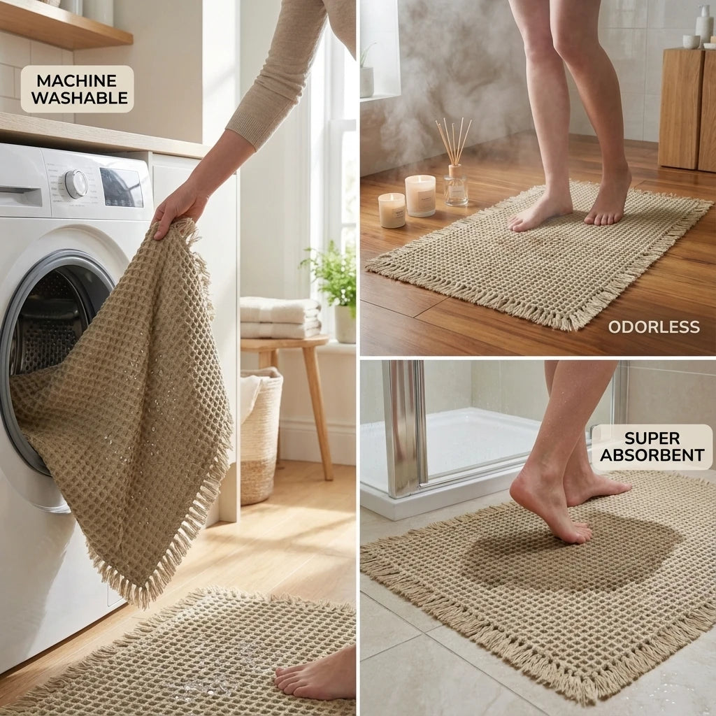 Royallure Non-Slip Bath Mat, Ultra-Absorbent Quick-Dry Bathroom Rug, Soft Waffle Design 3