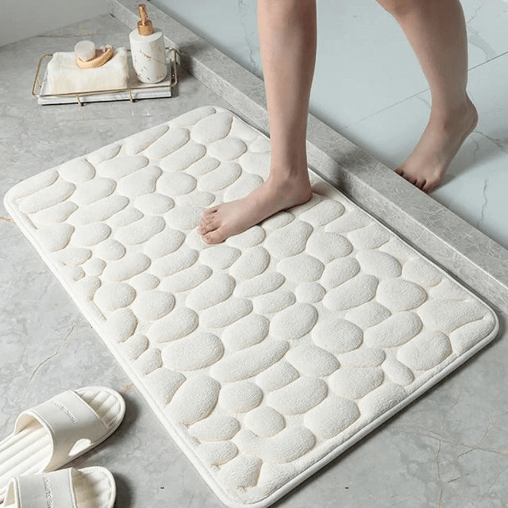 Royallure Non-Slip Memory Foam Bathroom Mat – Soft Cobblestone Bath Rug, Machine Washable, 15.7x23.6 & 19.6x31.5 Inches 0