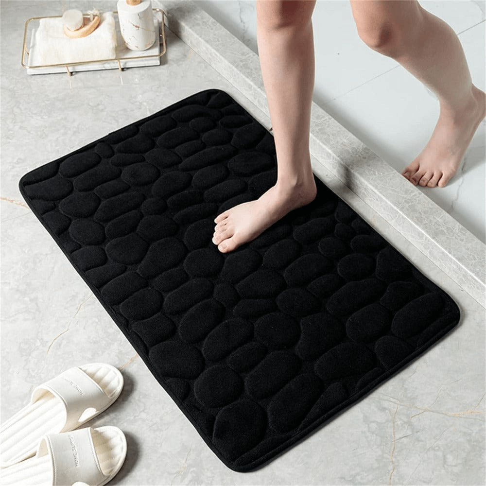 Royallure Non-Slip Memory Foam Bathroom Mat – Soft Cobblestone Bath Rug, Machine Washable, 15.7x23.6 & 19.6x31.5 Inches 1
