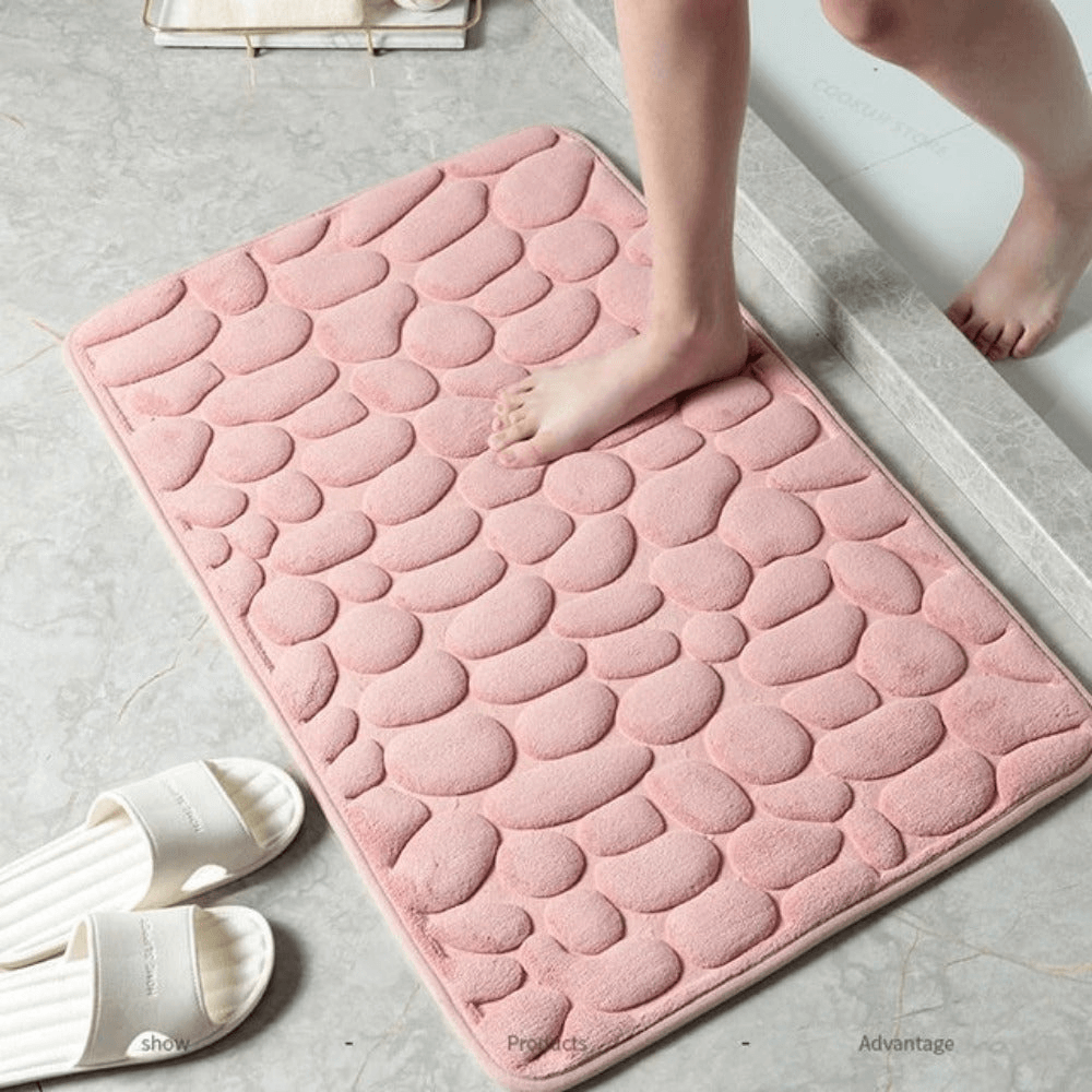 Royallure Non-Slip Memory Foam Bathroom Mat – Soft Cobblestone Bath Rug, Machine Washable, 15.7x23.6 & 19.6x31.5 Inches 3