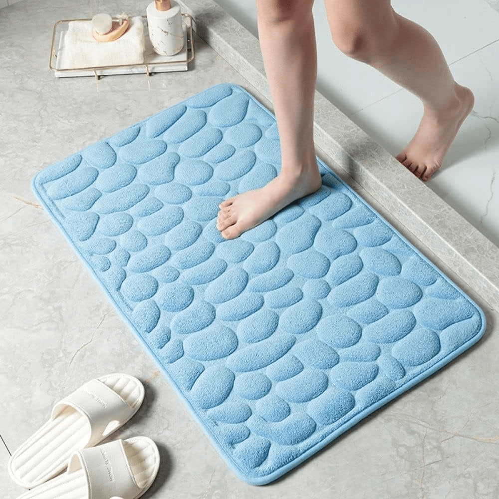Royallure Non-Slip Memory Foam Bathroom Mat – Soft Cobblestone Bath Rug, Machine Washable, 15.7x23.6 & 19.6x31.5 Inches 5