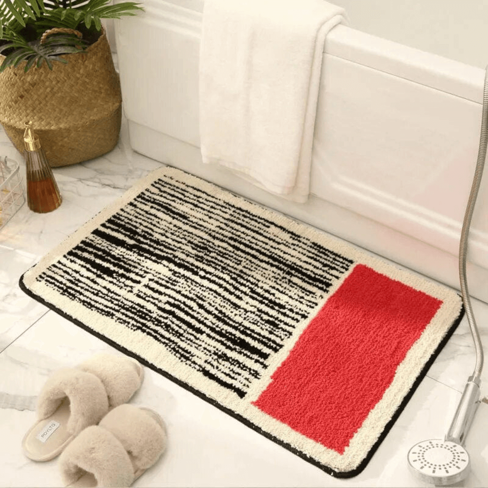 Royallure Non-Slip Microfiber Bath Mat – Soft and Absorbent Bathroom Rug in Modern Abstract Design, Available in Multiple Sizes 1