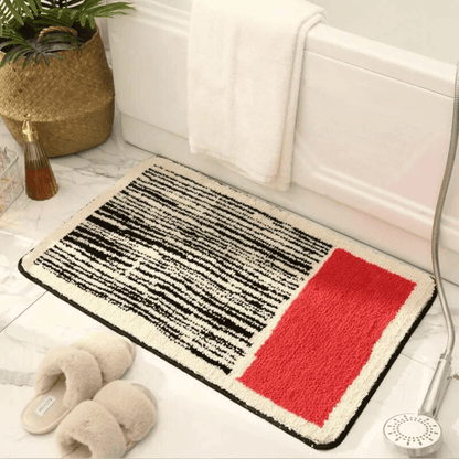 Royallure Non-Slip Microfiber Bath Mat – Soft and Absorbent Bathroom Rug in Modern Abstract Design, Available in Multiple Sizes 1