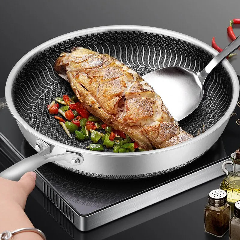 Royallure Non Stick Frying Pan – Tri-Ply Stainless Steel Skillet with Double-Sided Honeycomb Design for All Stove Types 1