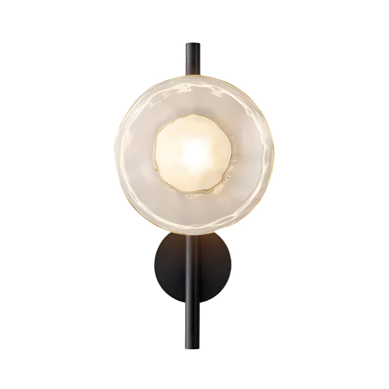 Royallure Nordic Round Glass Wall Light Sconce with Rippled Design and LED 13