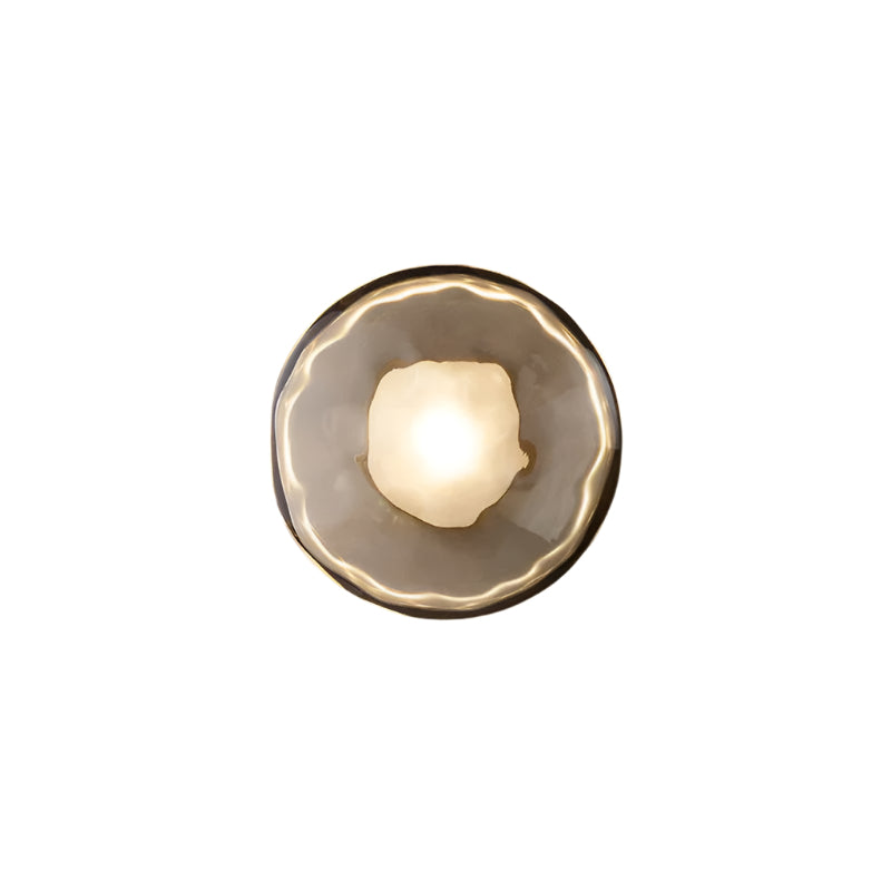Royallure Nordic Round Glass Wall Light Sconce with Rippled Design and LED 28