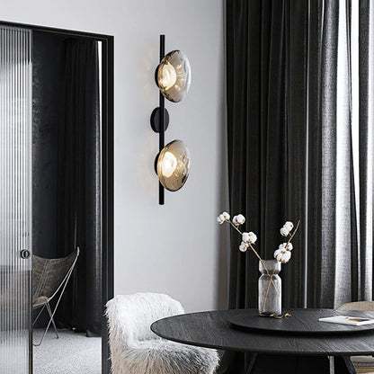 Royallure Nordic Round Glass Wall Light Sconce with Rippled Design and LED 4