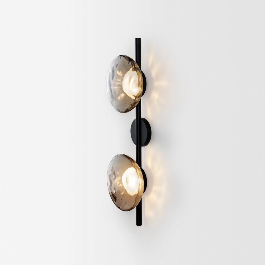 Royallure Nordic Round Glass Wall Light Sconce with Rippled Design and LED 5