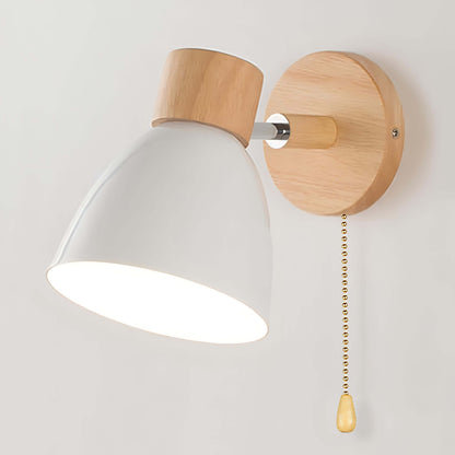 Royallure Nordic Wood Wall Light with Pull Switch – Modern Minimalist Wall Sconces for Bedroom and Living Room 0