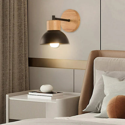 Royallure Nordic Wood and Iron LED Wall Light, Modern Minimalist Sconce for Bedrooms and Hallways 5
