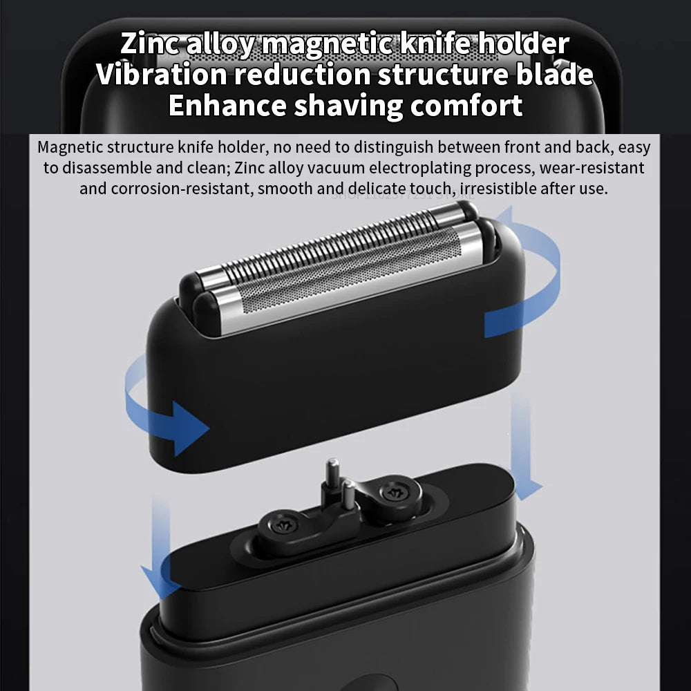 Royallure Portable Electric Razor for Men with Dual Cutter Blades and IPX7 Waterproof Design – Rechargeable, Compact Head Shaver 3