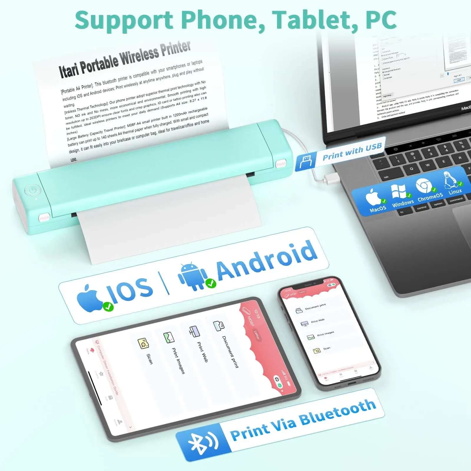 Royallure Portable Photo Printer with Bluetooth Connectivity – Compact Ink-Free Handheld Printer for Travel and On-the-Go Printing 4