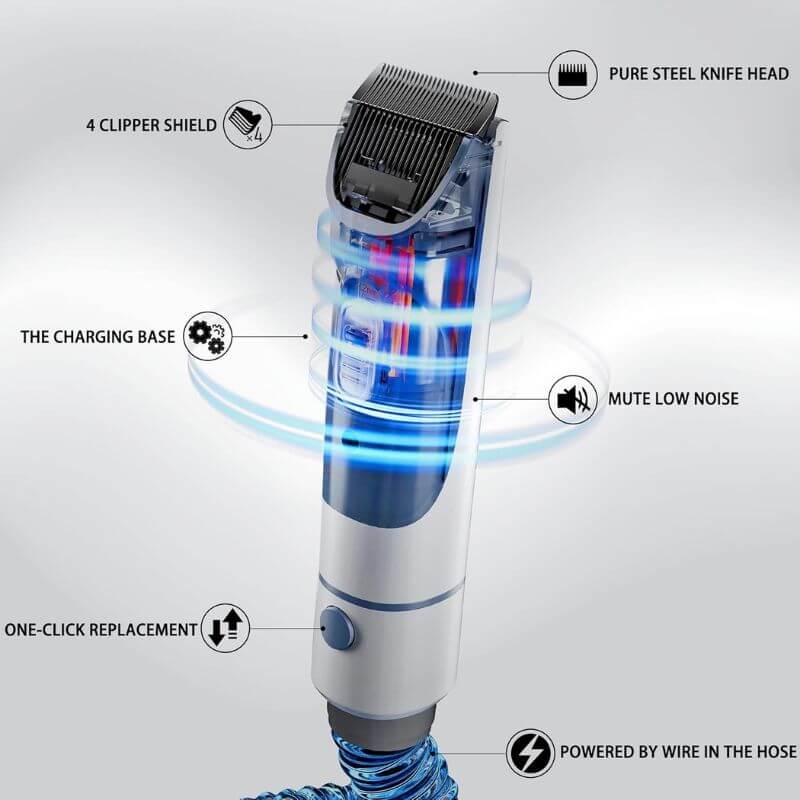 Royallure Professional Dog Grooming Kit with Vacuum – 5-in-1 Pet Grooming Kit for Dogs with Ultra-Quiet Clipper and Large Dust Capacity 4