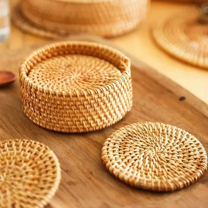 Royallure Rattan Drink Coasters - Heat-Insulating Table Coasters for Indoor & Outdoor Use 3