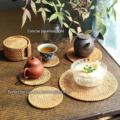 Royallure Rattan Drink Coasters - Heat-Insulating Table Coasters for Indoor & Outdoor Use 4