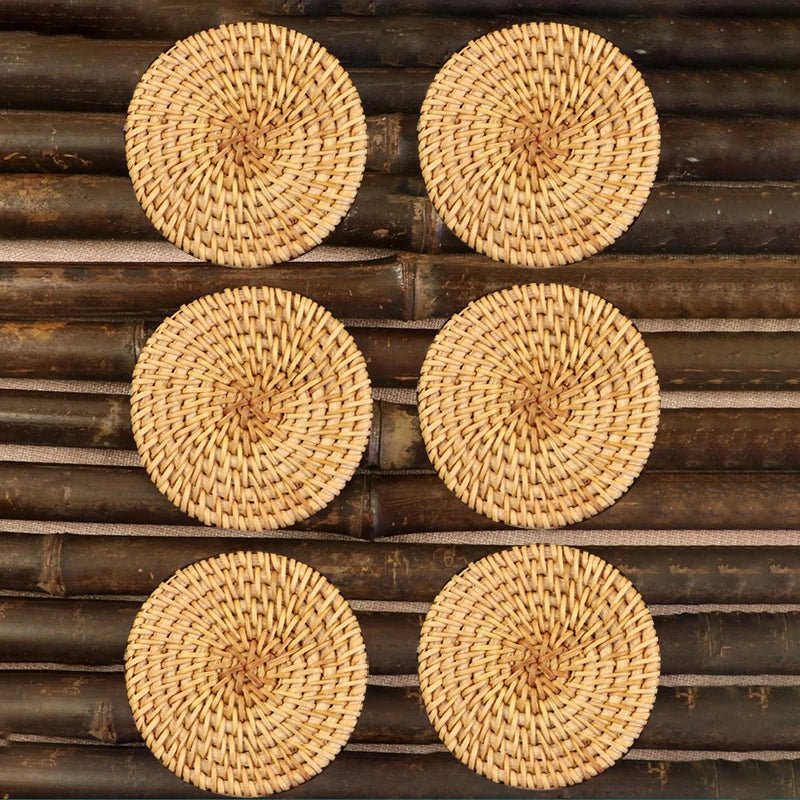 Royallure Rattan Drink Coasters - Heat-Insulating Table Coasters for Indoor & Outdoor Use 8