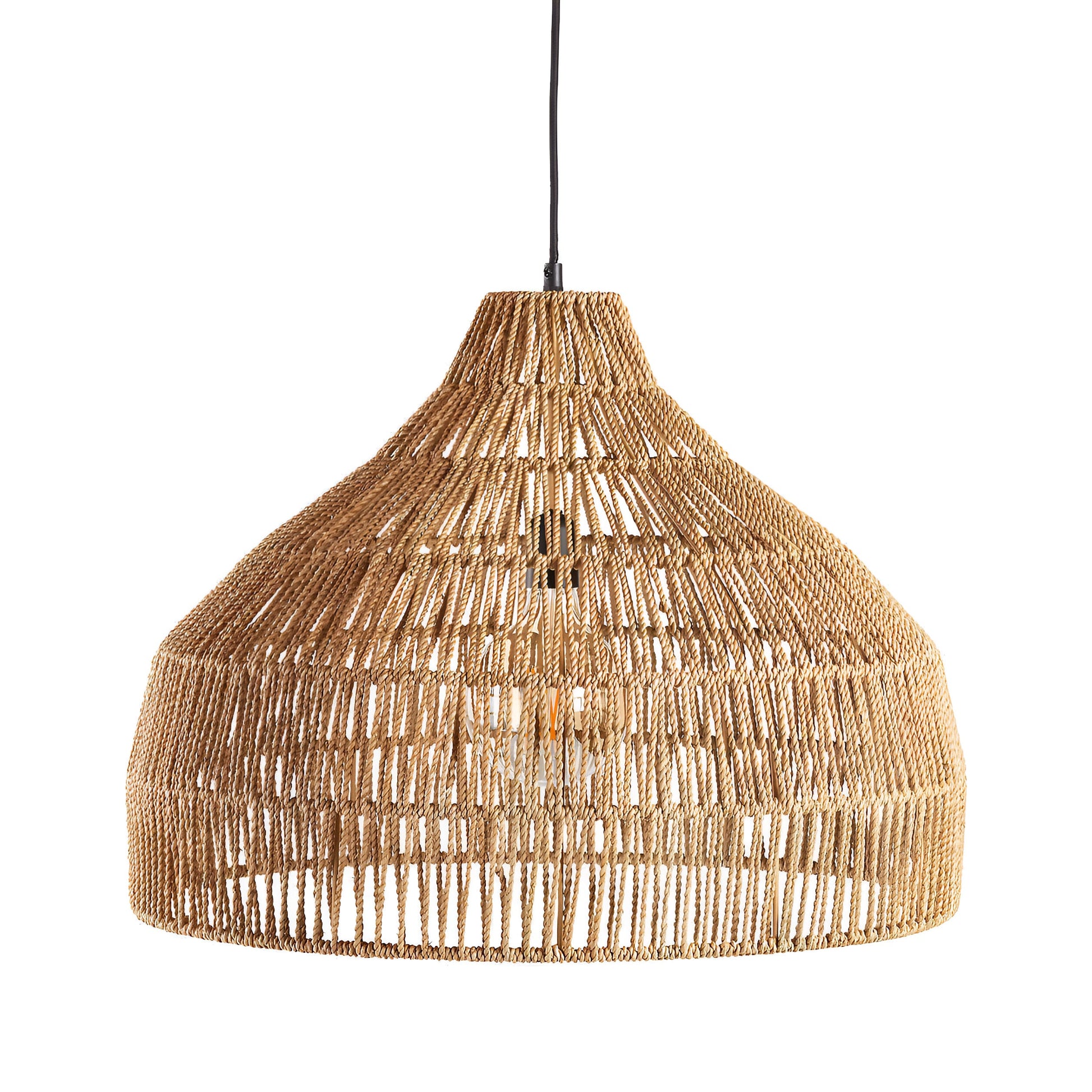 Royallure Rattan Pendant Light, Handmade Bohemian Kitchen Hanging Lights, Adjustable Cord 0