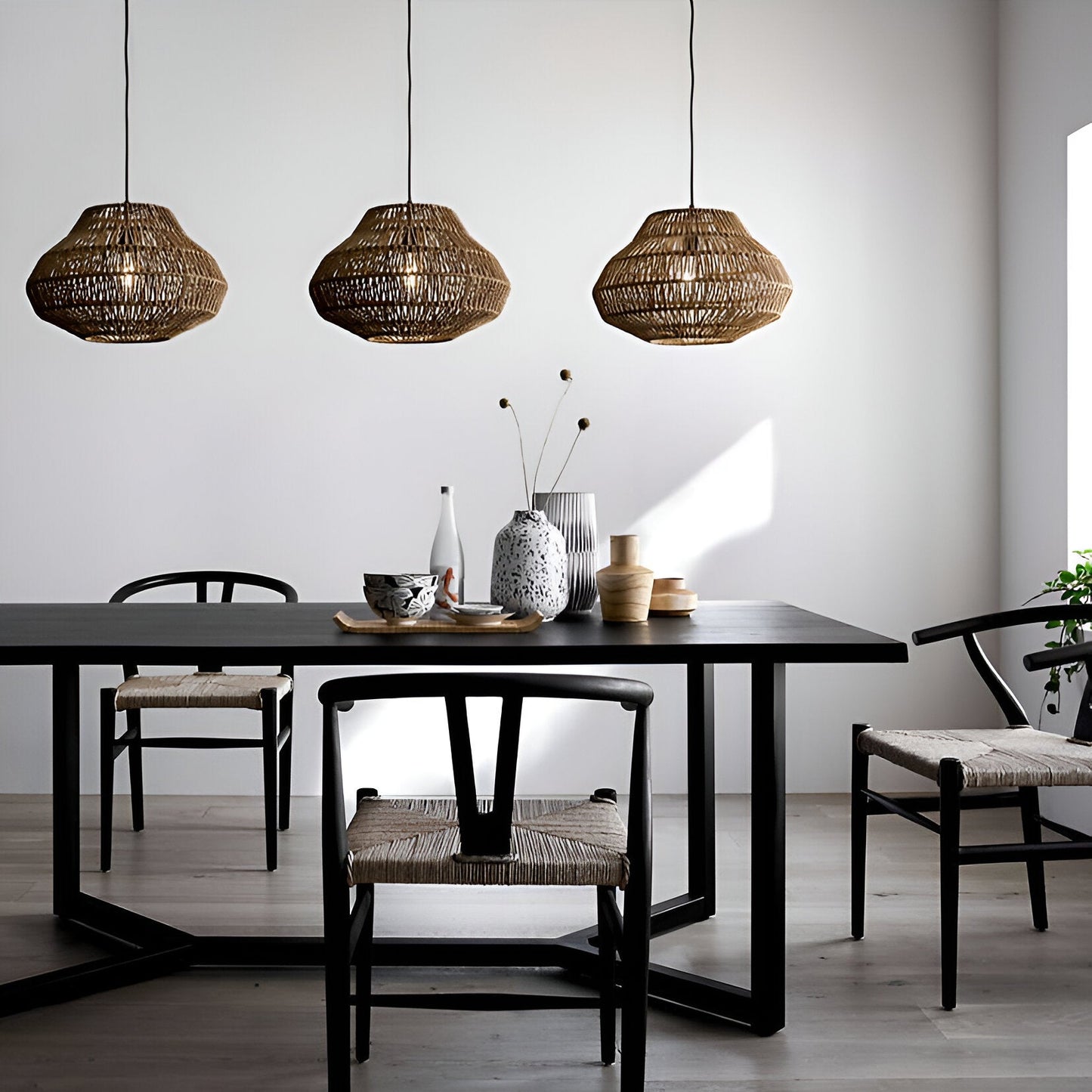 Royallure Rattan Pendant Light, Handmade Bohemian Kitchen Hanging Lights, Adjustable Cord 8