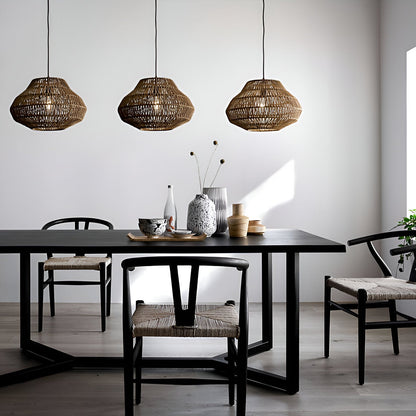 Royallure Rattan Pendant Light, Handmade Bohemian Kitchen Hanging Lights, Adjustable Cord 8