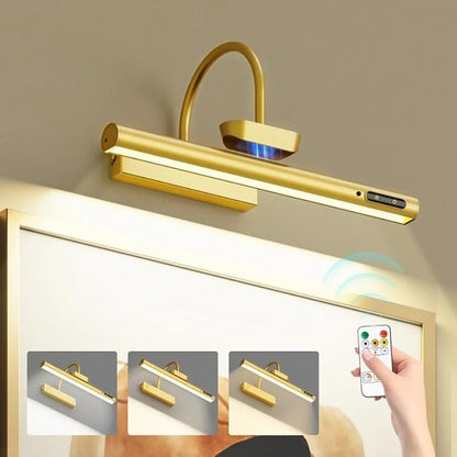 Royallure Rechargeable LED Wall Sconce Light – Modern Gold Bathroom Wall Light with Remote Control and Three Color Temperatures 0