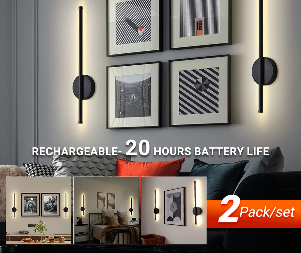 Royallure Rechargeable LED Wall Sconces with Remote Control – Dimmable, Adjustable Color Temperature, Magnetic Base, 50-80cm 0