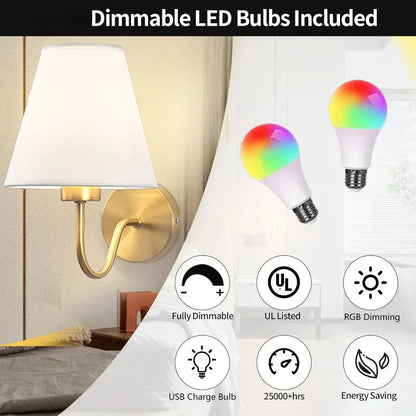 Royallure Retro Rechargeable Wall Sconce with RGB LED Bulb – Stylish Wall Light for Living Room, Bedroom, and Hallway 4