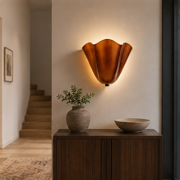 Royallure Retro Stained Glass Wall Sconce with Warm LED Light for Elegant Home Decor brown