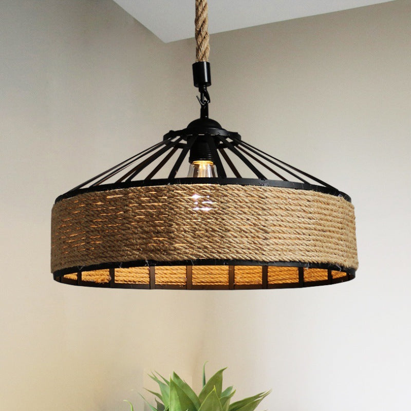 Royallure Rustic Hemp Rope Pendant Light, Adjustable Height Kitchen Pendant Lighting 1